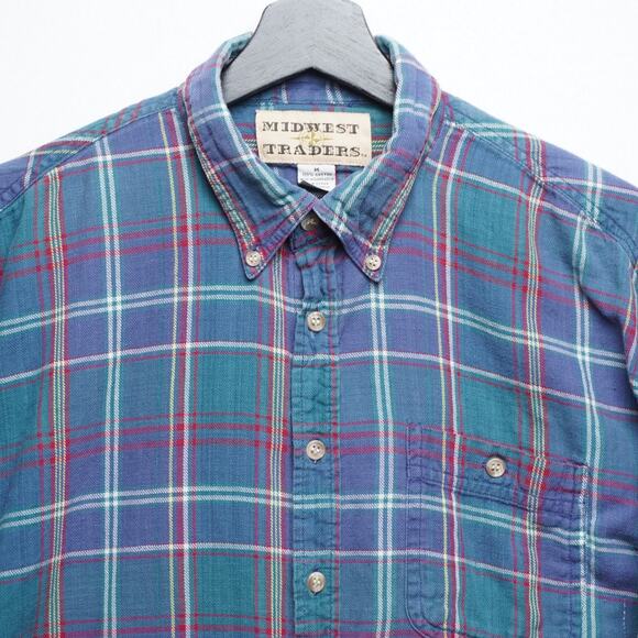 Midwest Traders Plaid Flannel Shirt Vintage Soft Worn-In Size M - Picture 3 of 9